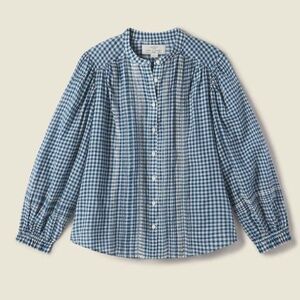 TROVATA Birds of Paradise MAEVE blouse in Sailor Gingham blue NWT